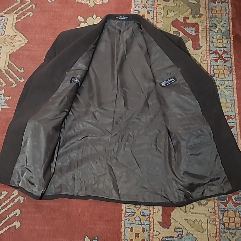 VTG CHOCOLATE BROWN CASHMERE WOVEN IN ITALY SPORT COAT BLAZER - Picture 5 of 11